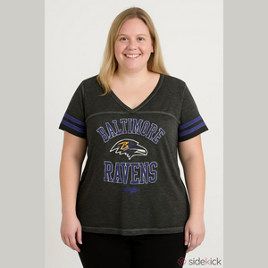 Baltimore Ravens NFL Burnout Tee Black Purple Cotton Blend
